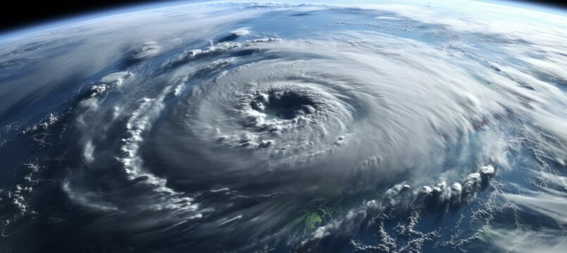 Satellite view hurricane. Generative AI technology.