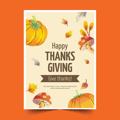 watercolor greeting cards collection thanksgiving celebration design vector illustration