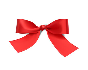 Red bow. Illustration on white background. Can be use for decoration gifts, greetings, holidays, etc.