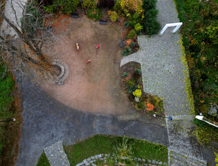 Planting perennials in flower beds. annual rebates are various crescent trees cut between the...