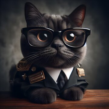 the beautiful cat in the black glasses.4k