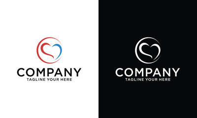 Heart or love logo icon inside circle emblem or seal stamp.