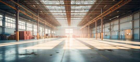 Obraz premium Empty warehouse. Generative AI technology. 