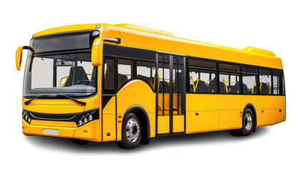 Obraz na płótnie Canvas White yellow tour bus isolated on transparent background