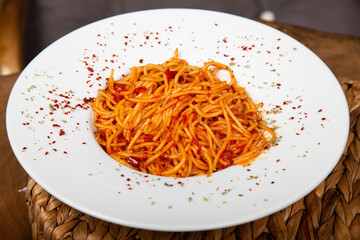 Delicious Italian pasta, Spaghetti, Fettuccine, Macaroni, Fusilli, Bow ties, Penne