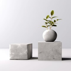 Empty natural rocks stone cosmetic podium 3d background ai generative