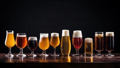 Photo of a Variety of Beer Glasses Filled with Assorted Beers