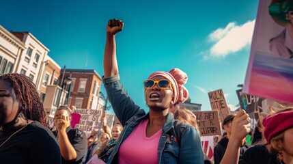 Rising in Solidarity: A Spirited Protestor Amidst a Crowd