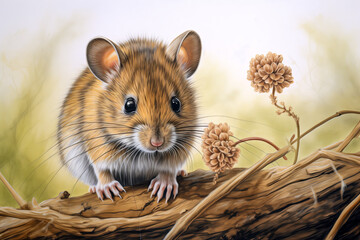 illustration of Eurasian wood mouse or field mouse Apodemus sylvaticus
