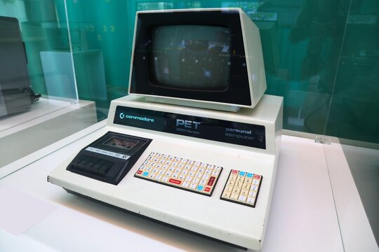 TERRASSA, SPAIN - OCTOBER 6, 2021: Commodore PET obsolete personal computer system. Collectible vintage computer hardware.