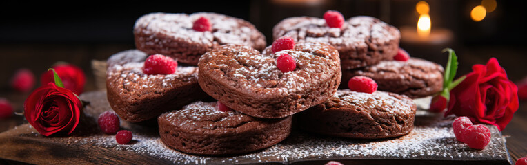 Fototapeta premium Baked Affection: Heart-Shaped Brownies for Valentine's