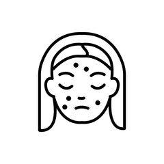 Dull skin outline icon. Woman having the trouble on her skin, She look unhappy. For presentation, graphic design, mobile application or UI. Vector Illustration.