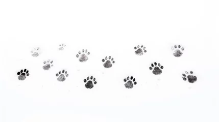 Fotobehang Dog Footprints on a Clean White Surface: Follow Your Canine Friend's Path." © pvl0707