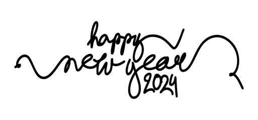 2024 HAPPY NEW YEAR script text hand lettering. Design template Celebration typography poster, banner or greeting card for Merry Christmas and happy new year.Vector Illustration .
