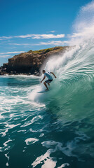 Man surfing on a surfboard in the ocean at daytime