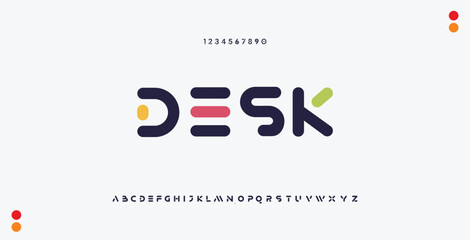 DESK Modern abstract digital alphabet colorful font minimal technology typography creative urban. vector illustration