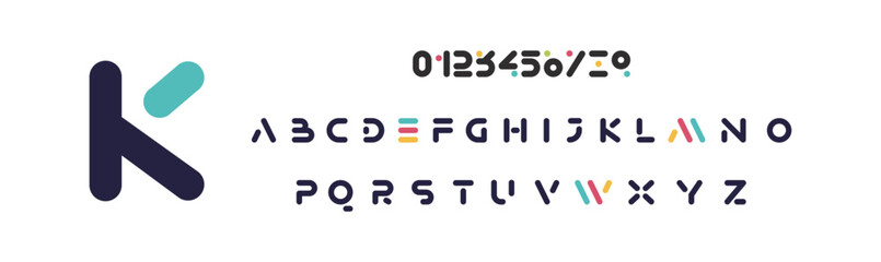 Modern Font. Regular Italic Number Typography urban style alphabet fonts for fashion, sport, technology, digital, movie, logo design, vector illustration - obrazy, fototapety, plakaty