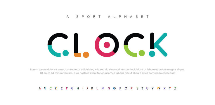 CLOCK Abstract sport modern alphabet fonts. Typography technology electronic sport digital game music future creative font. vector illustration
