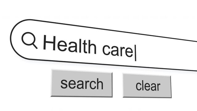 health care Search Bar with click Animation. vintage screen. Typed In Search Engine Bar On Digital Screen.