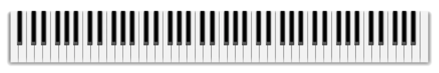 Fotobehang Top view of realistic shaded monochrome piano keyboard on transparent background © Jan
