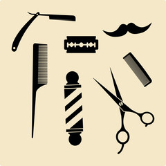 Silhouette Barber Equipment Template Design Icon
