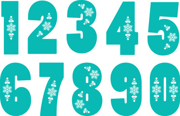 set of numbers snowflakes, for cricat vector numbers
