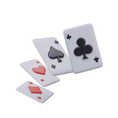 Set of aces of different suits. Flying color playing cards. Vector realistic composition on white background. Winning combination. Online casino web design template