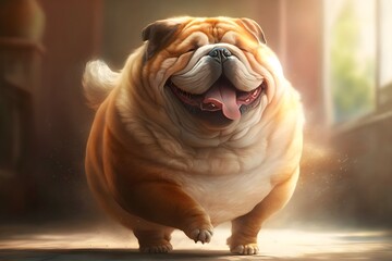 Cute really fat funny dog