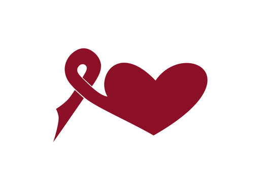 Icono de lazo rojo que desemboca en un coraz&oacute;n en se&ntilde;al de solidaridad con las personas con SIDA