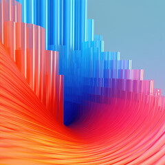 Kolorowe abstrakcyjne tło 3d - szklane fale - Colorful abstract 3d background - glass waves -.- AI Generated - obrazy, fototapety, plakaty