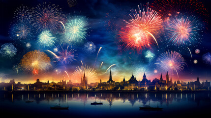 fireworks on the sky background