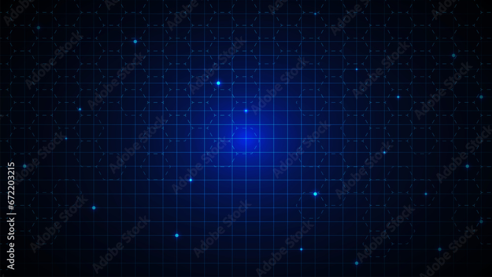 Poster abstract grid with hexagon shapes and glowing particles. modern technology, network connection and g