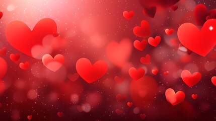 Abstract panorama of red hearts for Valentine’s day - love concept background banner