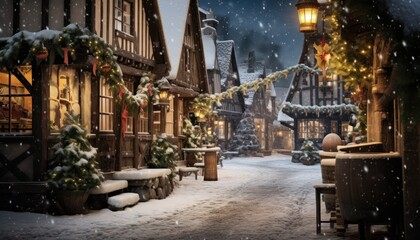 Fototapeta na wymiar Photo of a Winter Wonderland with a Festive Glow