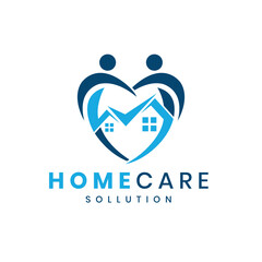 Home care logo design creative and modern concept human, home, people, house, heart shape
