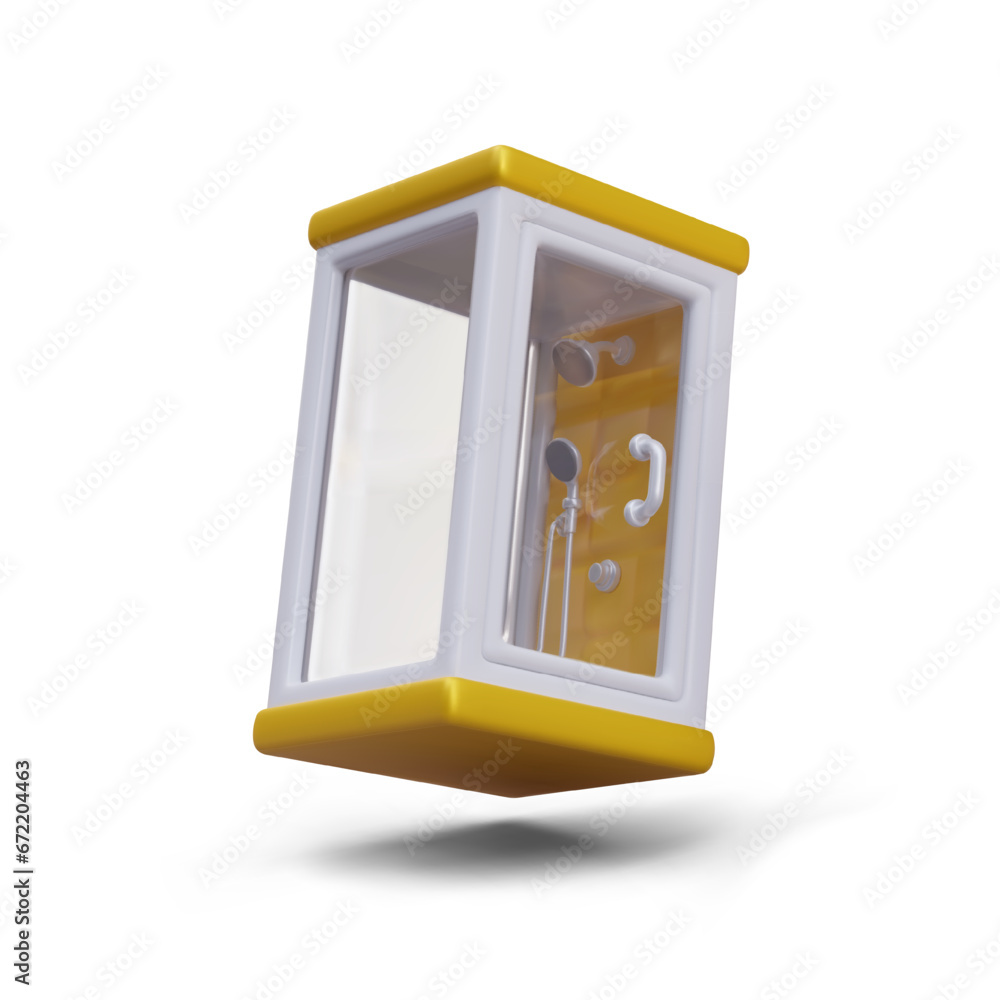Aufkleber 3d shower cabin with transparent walls. side and bottom view. modern plumbing. shower with different