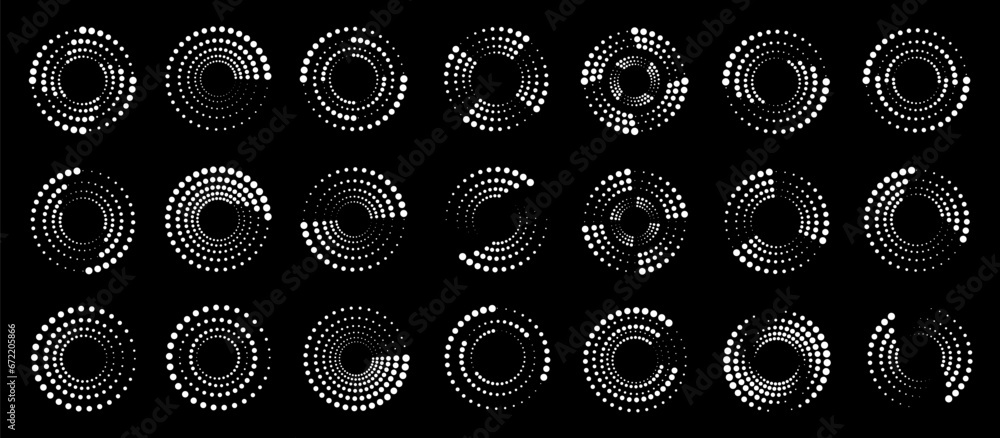 Aufkleber abstract circle consisting of many dots set