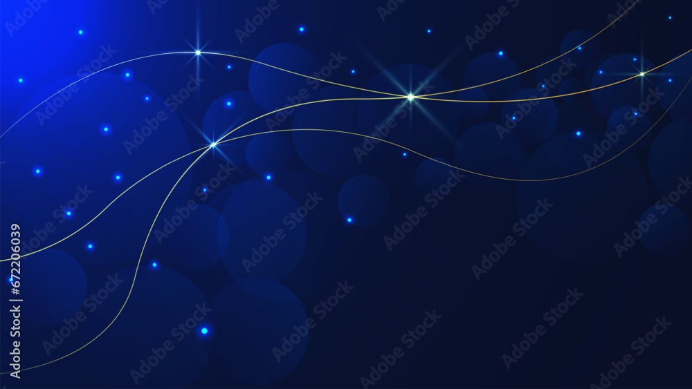 Aufkleber abstract technology futuristic glowing particles and golden lines overlapping. digital tech concept 