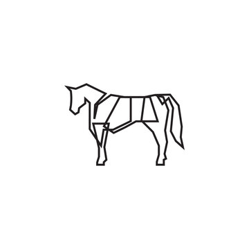 Horse line art for logo creation, Vector illustration of a stallion