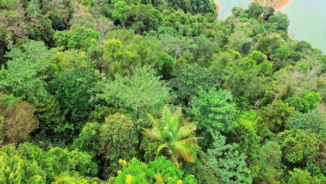 Aerial 4k video of Ulu Kasok Riau tourist attraction, the Raja Ampat wannabe in Riau province, Sumatra island, Indonesia.