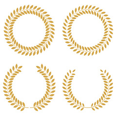 Laurel Wreath Golden Leaves silhouettes symbol of victory