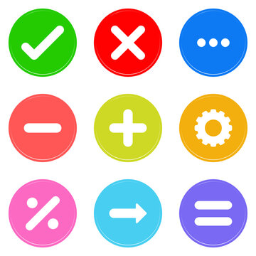 Mathematics wrong correct divide sign circle icon set colors