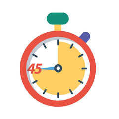 Stopwatch Reminder in 45 Minutes or Second, Clock Illustration