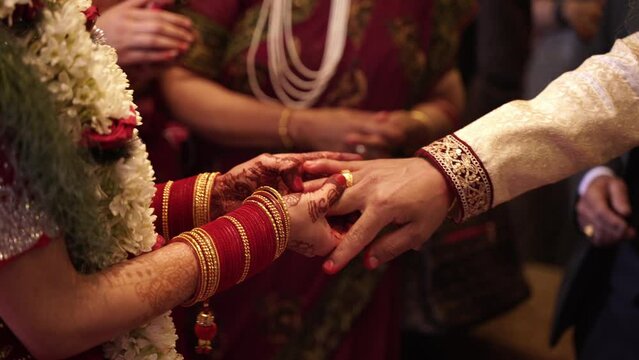 Nepali wedding, ring exchange at Hindu culture, Nepali wedding ringing