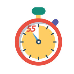 Stopwatch Reminder in 55 Minutes or Second, Clock Illustration