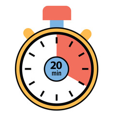 Stopwatch Countdown in 20 Minute, Timer and Clock Icon Design