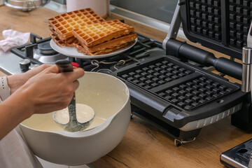 Cooking Viennese or Belgian waffles