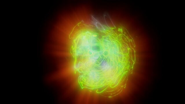 high energy quantum particles, subatomic shining lines evolving over time