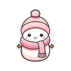 Pink snowman vector clipart. Good for fashion fabrics, children’s clothing, T-shirts, postcards, email header, wallpaper, banner, events, covers, advertising, and more.