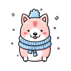 Winter dog vector clipart. Good for fashion fabrics, children’s clothing, T-shirts, postcards, email header, wallpaper, banner, events, covers, advertising, and more.